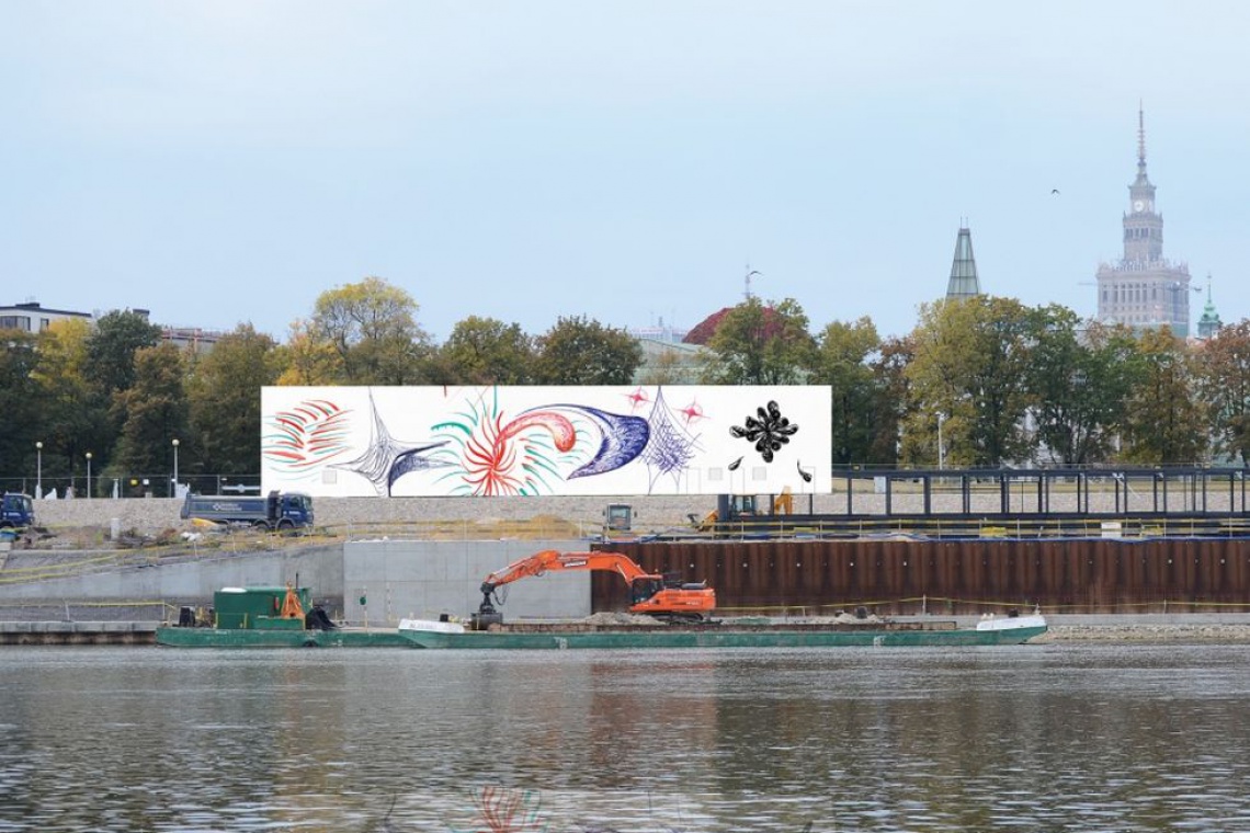 Projekt artysty Sławomira Pawszaka zwyciężył w konkursie na projekt plastyczny fasady Muzeum nad Wisłą – tymczasowej siedziby Muzeum Sztuki Nowoczesnej w Warszawie fot. mat. prasowe Pudełko na sztukę. Wokół architektury Muzeum nad Wisłą