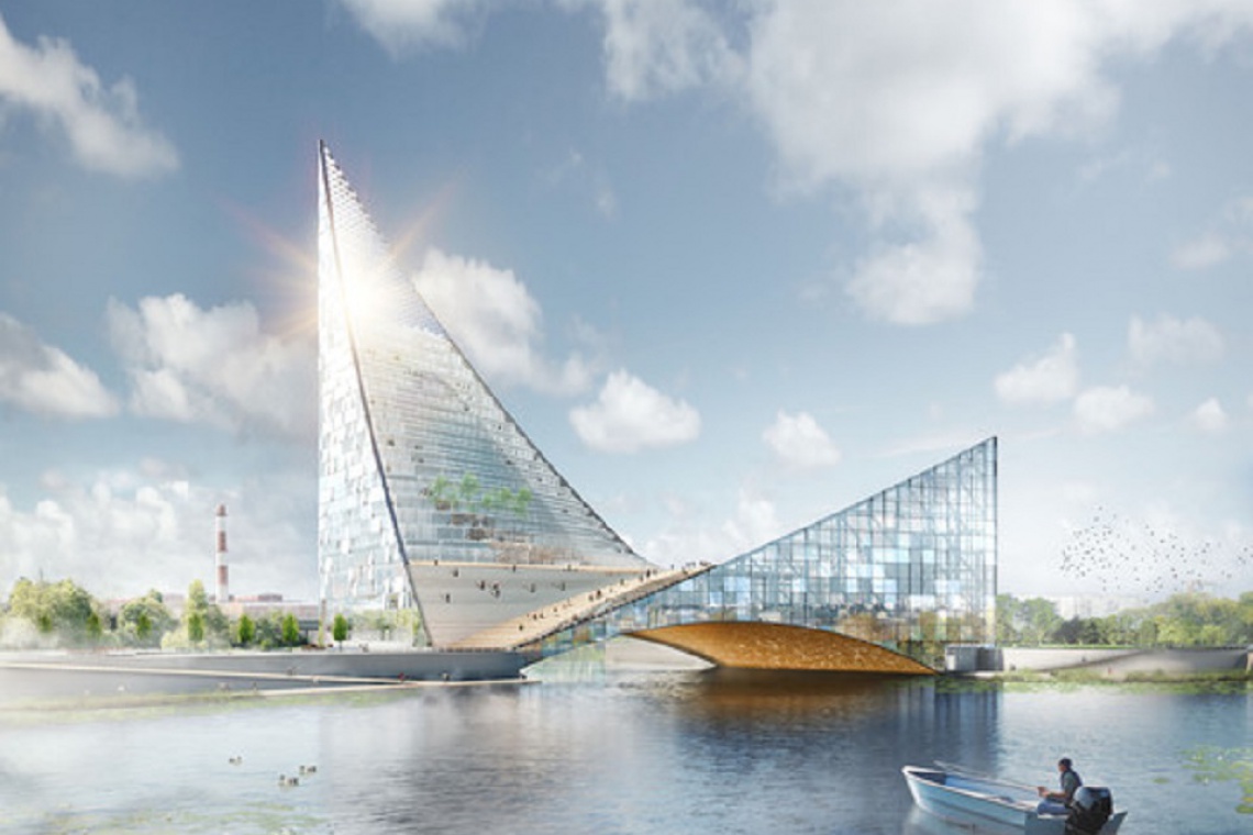 fot. Piarena Centrum kongresowe jak ptak wznoszący się nad rzeką