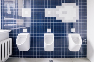 Pikselowa łazienka w szkole na Woli - zobacz jak ją zaprojektowano