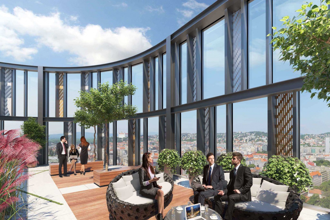 Na początek HB Reavis zgłosiło do certyfikacji: biurowiec Twin City Tower w Bratysławie fot. mat. prasowe Stworzyć budynki, które wpływają pozytywnie na zdrowie i samopoczucie ludzi
