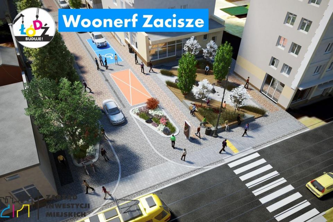 Fot. Biuro Rzecznika Prasowego Prezydenta Miasta Woonerf Zacisze. Łódź będzie miała kolejny podwórzec miejski