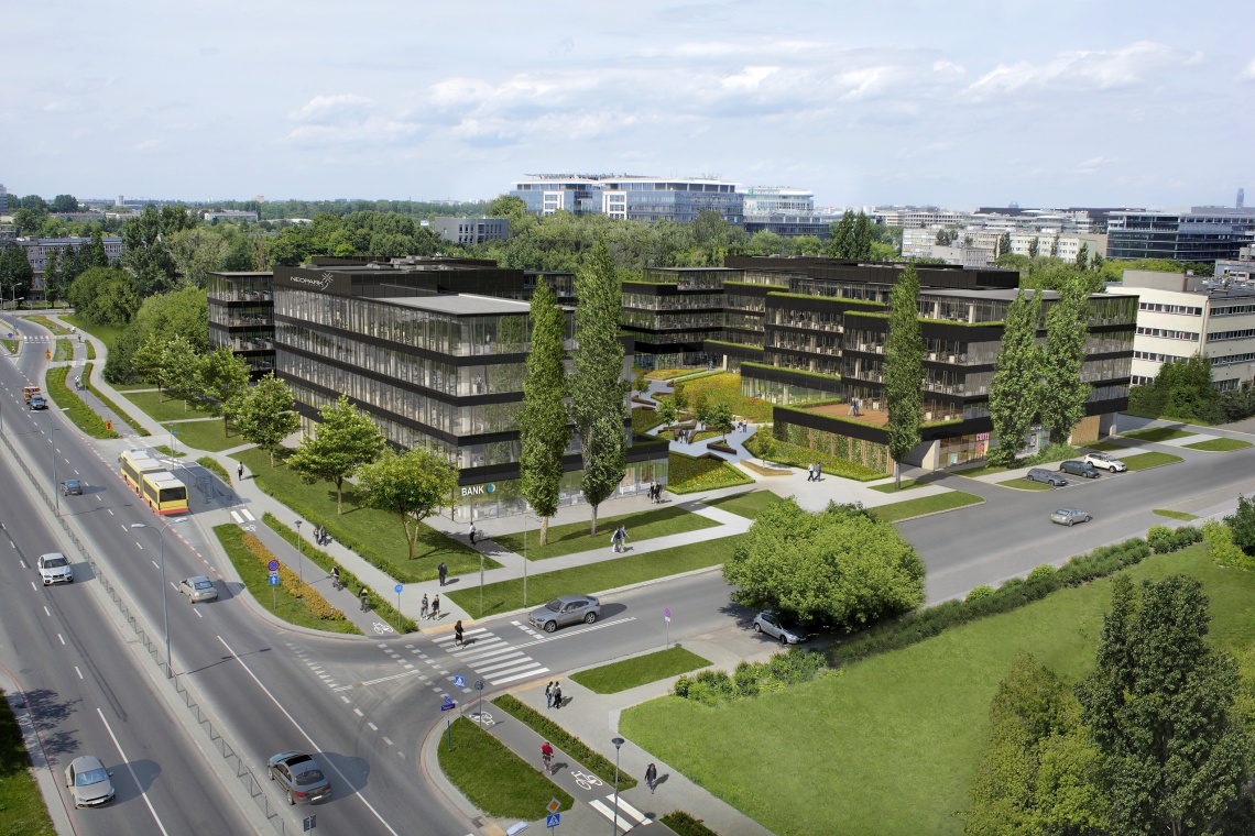 Neopark fot. mat. prasowe Warszawski biurowiec projektu JEMS Architekci na finiszu