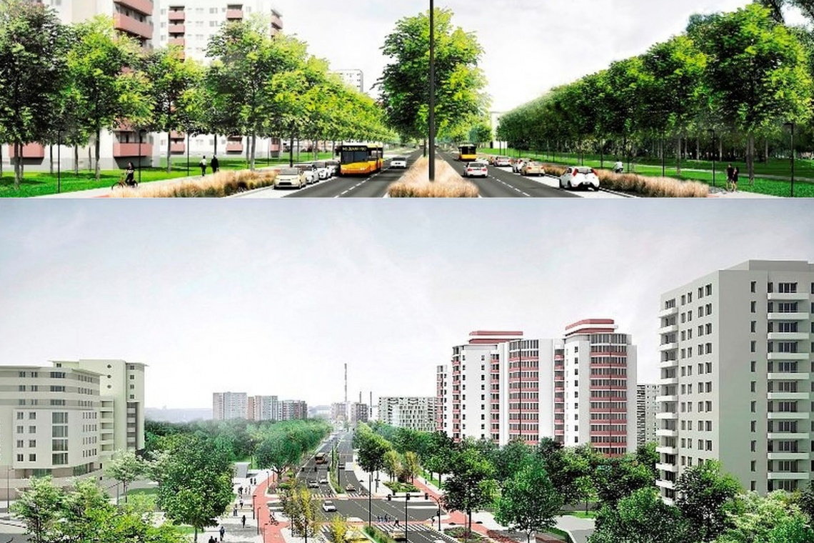fot. UM Warszawa Zielona aleja z prawdziwego zdarzenia. Nowe serce dzielnicy?