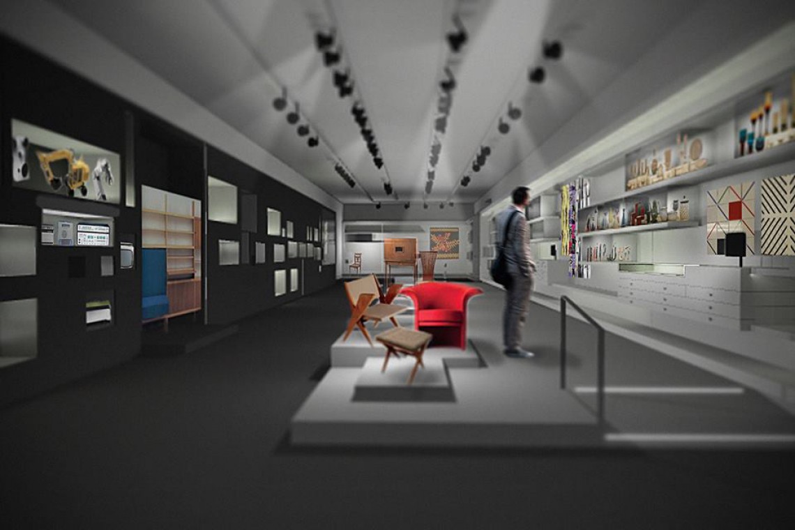 Wizualizacja Galerii Wzornictwa Polskiego MNW. Koncepcja aranżacji Matosek Niezgoda fot. MNW Stała ekspozycja polskiego designu w Muzeum Narodowym