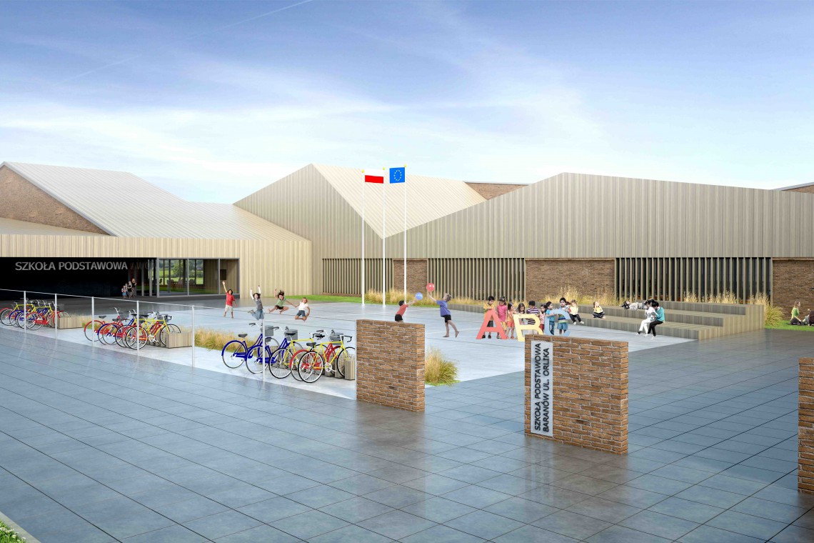 fot. NeW Architekci Szkoła w stylu skandynawskim powstaje w Baranowie. To projekt NeW Architekci