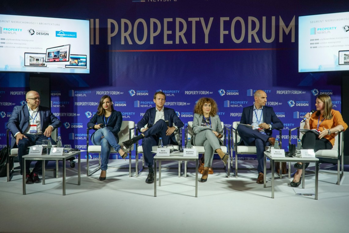 Paneliści podczas sesji „Biura. Nowe technologie wpisane w DNA biurowców” w trakcie Property Forum 2017 fot. PTWP Property Forum 2017: Nowe technologie wpisane w DNA biurowców