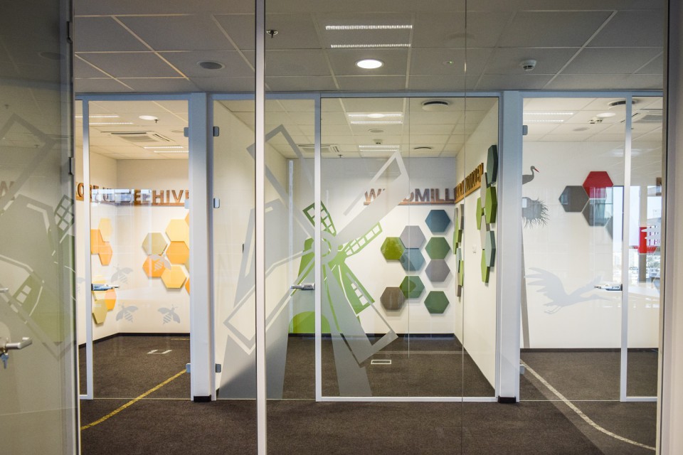 Sala spotkań w biurze Goyello, fot. Goyello Biuro Goyello w Olivia Business Centre to rowerowa podróż po polsko-holenderskiej krainie