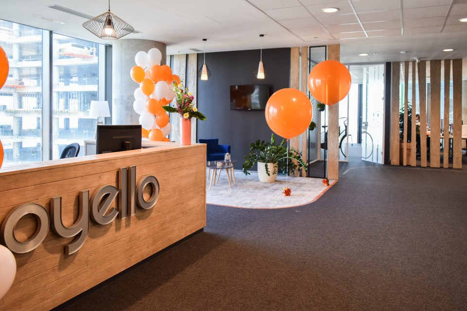 Recepcja w biurze Goyello, fot. Goyello Biuro Goyello w Olivia Business Centre to rowerowa podróż po polsko-holenderskiej krainie
