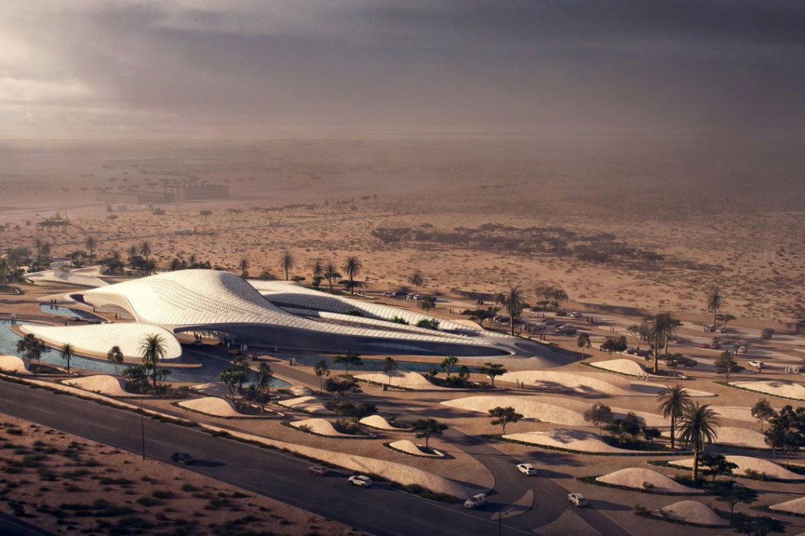 Siedziba Bee'ah fot. Zaha Hadid Architects Supernowoczesny i zielony biurowiec na… pustyni. To projekt spod kreski Zaha Hadid Architects