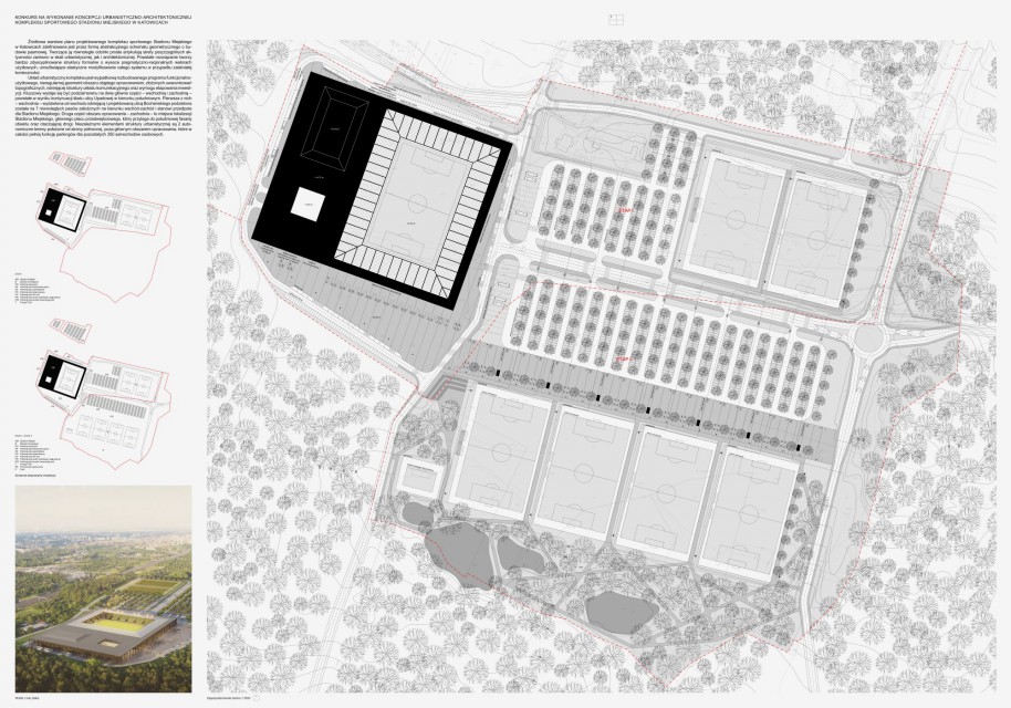 Skład zwycięskiego zespołu pracowni RS Architekci weszli: Damian Radwański, Marius Schlesiona, Joanna Sowa, Maria Szymkiewicz, Jakub Kapral, Karolina Rusek, Piotr Szenkowski i Marcin Woźnica. Za I miejsce w konkursie przyznano 50 tys. zł i zaproszono do udziału w postępowaniu o udzielenie zamówienia publicznego w trybie z wolnej ręki. fot. mat. SARP Katowice Tak może wyglądać nowy stadion GKS-u Katowice. To projekt RS Architekci