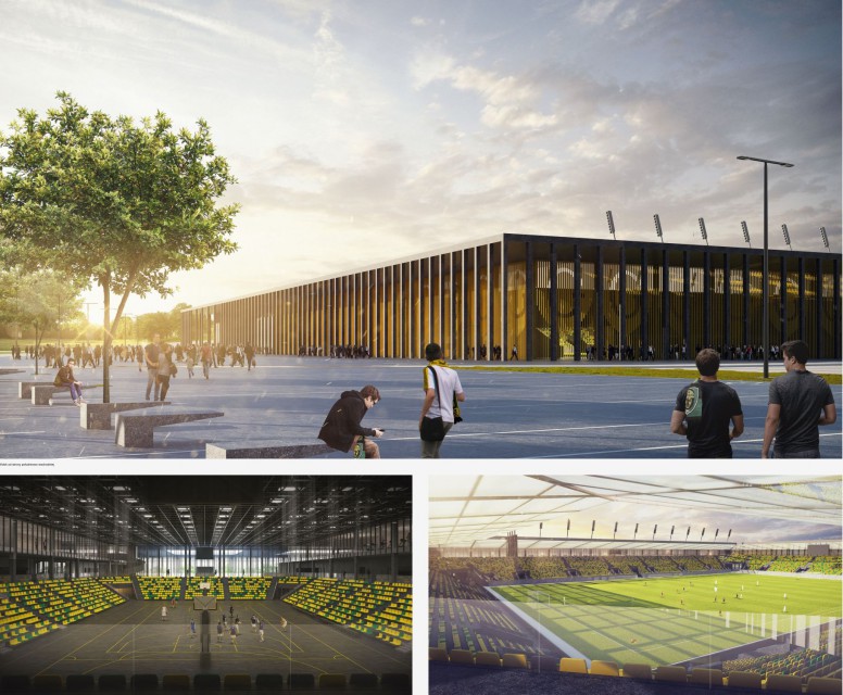 Skład zwycięskiego zespołu pracowni RS Architekci weszli: Damian Radwański, Marius Schlesiona, Joanna Sowa, Maria Szymkiewicz, Jakub Kapral, Karolina Rusek, Piotr Szenkowski i Marcin Woźnica. Za I miejsce w konkursie przyznano 50 tys. zł i zaproszono do udziału w postępowaniu o udzielenie zamówienia publicznego w trybie z wolnej ręki. fot. mat. SARP Katowice Tak może wyglądać nowy stadion GKS-u Katowice. To projekt RS Architekci