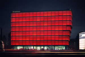 Iluminacja Imperial Business Center. Jedyny taki biurowiec w Krakowie, drugi w Polsce