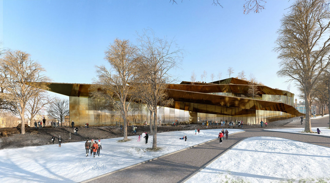Choć francuska pracownia Lina Ghotmeh nie wygrała konkursu na Muzeum Rewolucji Godności w Kijowie, to ich projekt robi wrażenie fot. Lina Ghotme Wyjątkowy pomysł francuskich architektów na Muzeum Rewolucji Godności w Kijowie