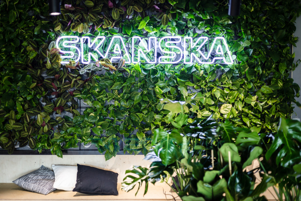 fot. mat. pras. Tu zieleń wylewa się na korytarze. Oto niezwykła przestrzeń Skanska szkicu Workplace i Florabo