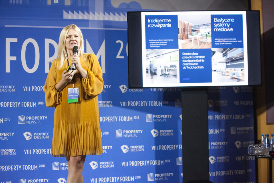 Dorota Toporowska, dyrektor regionu, Fabryka Mebli Balma SA - prezentacja BALMA THINK PRO Tak projektuje się biura! Quick Stories podczas Property Forum 2018