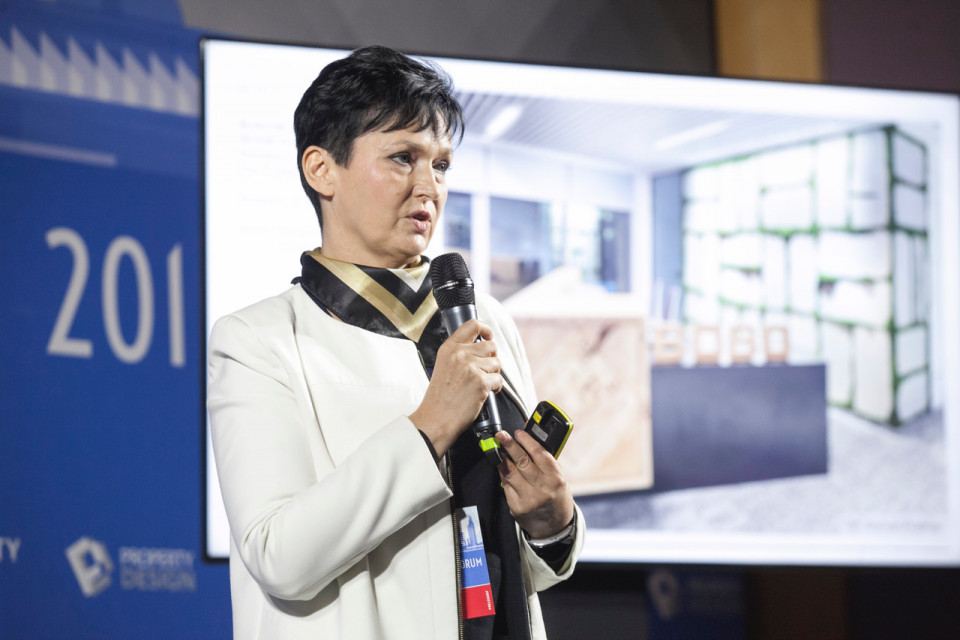 Małgorzata Grzyb, architekt-designer, Interbiuro - prezentacja Bobo Coworking Tak projektuje się biura! Quick Stories podczas Property Forum 2018