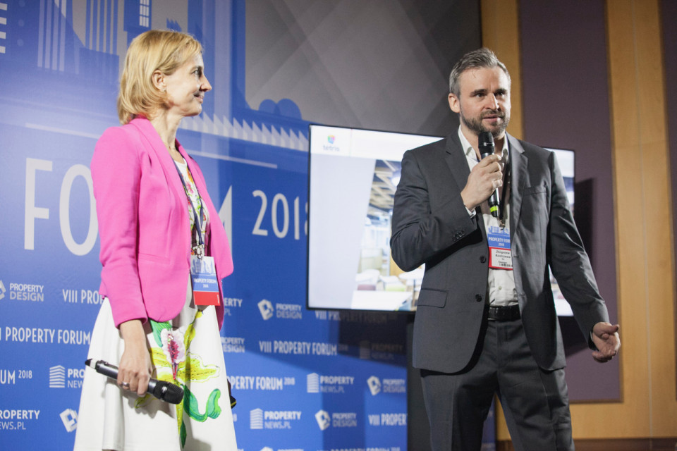 Danuta Barańska, dyrektor kreatywna, Tetris i Zbigniew Kostrzewa, architekt prowadzący, założyciel i właściciel, In Design - prezentacja biura CCC Tak projektuje się biura! Quick Stories podczas Property Forum 2018