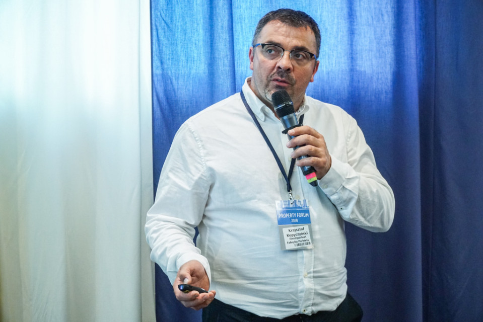 Krzysztof Kopyczyński, specjalista ds. kluczowych klientów, Finishparkiet Fabryka Parkietu Tak było na Work & Leisure Talks podczas Property Forum Wrocław 2018!