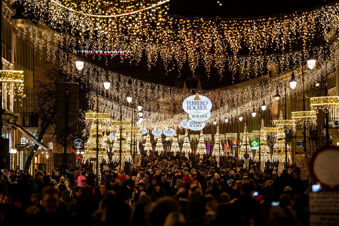 Iluminacje świąteczne w Warszawie, fot. ZDM Miejskie iluminacje błyszczą