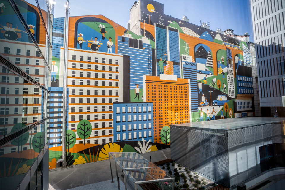 Mural przy biurowcu Atrium 2, fot. mat. pras. Skanska Pokaż mi swój mural, a powiem ci kim jesteś