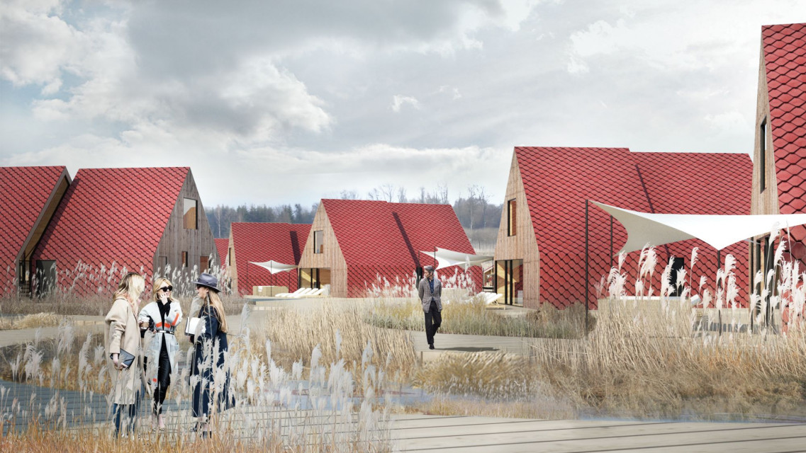 W Pasymiu powstanie pięciogwiazdkowy resort z hotelem, 50 całorocznymi domami, centrum konferencyjne, spa, restauracja oraz prywatna marina przy Jeziorze Kalwa fot. mat. MJZ Luksusowy resort zatopiony w krajobrazie. O jedynej takiej inwestycji hotelarskiej na Mazurach opowiada Maciej Zawadzki z MJZ