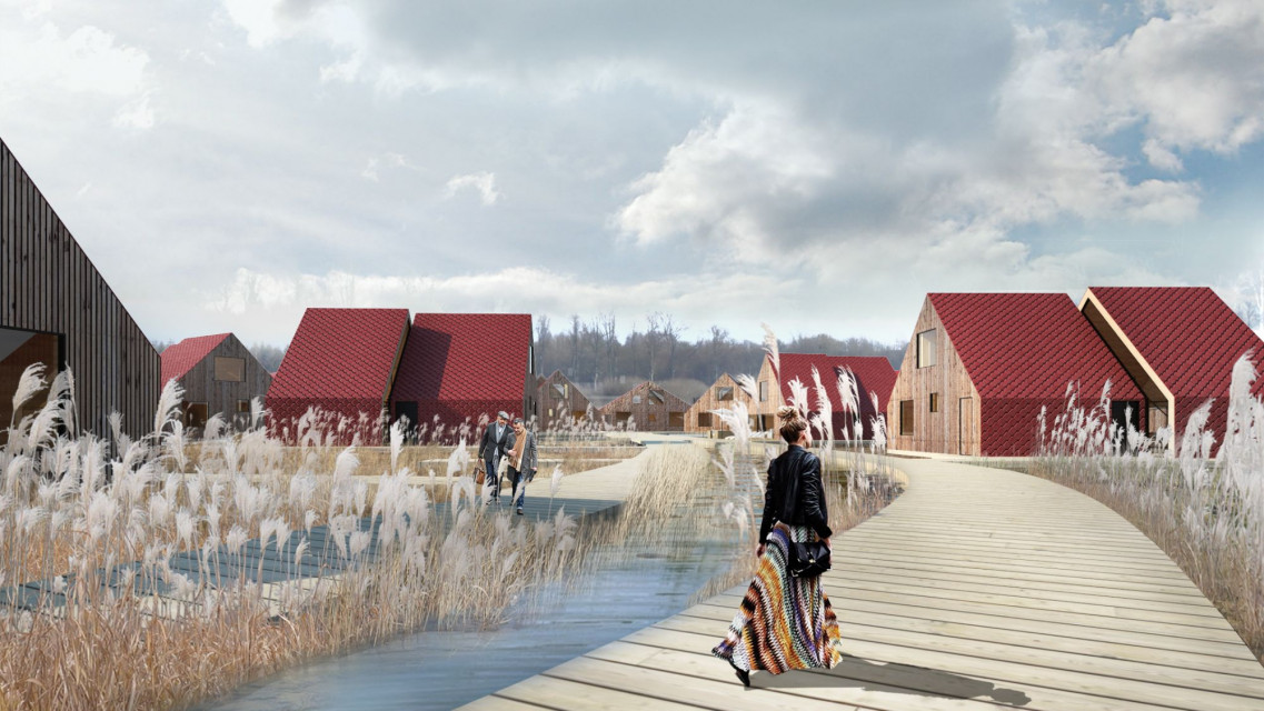 W Pasymiu powstanie pięciogwiazdkowy resort z hotelem, 50 całorocznymi domami, centrum konferencyjne, spa, restauracja oraz prywatna marina przy Jeziorze Kalwa fot. mat. MJZ Luksusowy resort zatopiony w krajobrazie. O jedynej takiej inwestycji hotelarskiej na Mazurach opowiada Maciej Zawadzki z MJZ