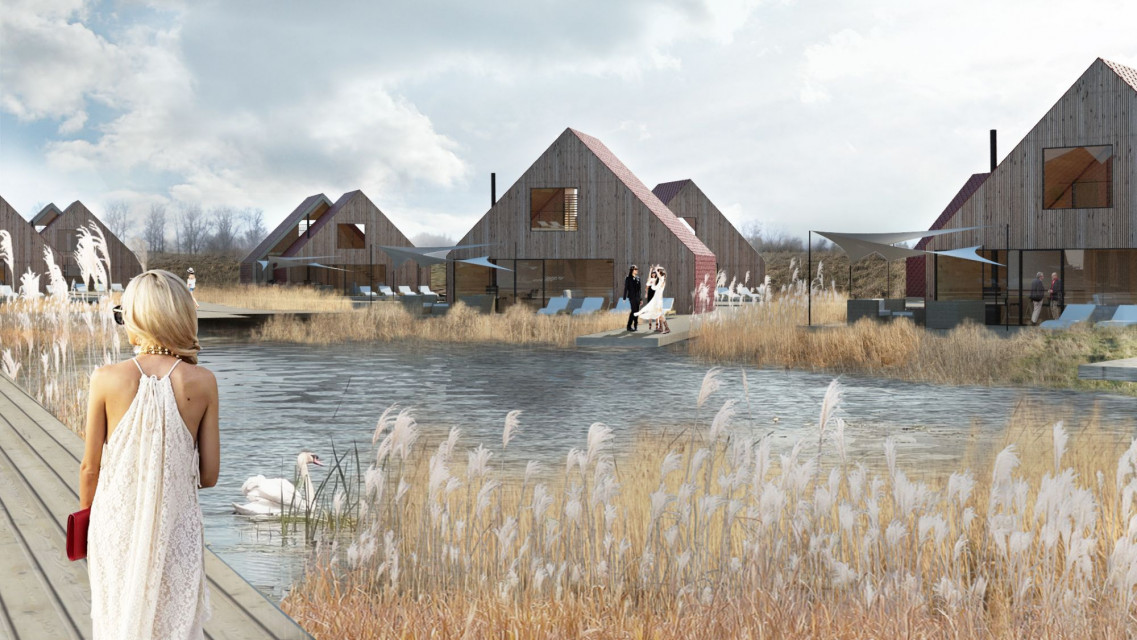 W Pasymiu powstanie pięciogwiazdkowy resort z hotelem, 50 całorocznymi domami, centrum konferencyjne, spa, restauracja oraz prywatna marina przy Jeziorze Kalwa fot. mat. MJZ Luksusowy resort zatopiony w krajobrazie. O jedynej takiej inwestycji hotelarskiej na Mazurach opowiada Maciej Zawadzki z MJZ