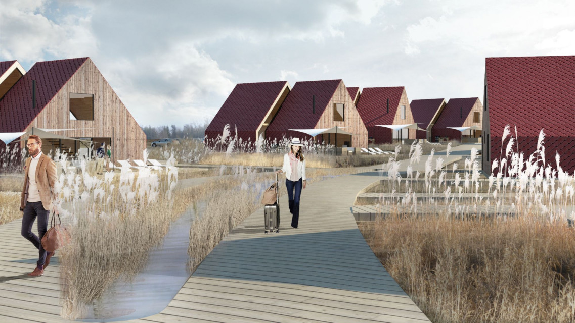 W Pasymiu powstanie pięciogwiazdkowy resort z hotelem, 50 całorocznymi domami, centrum konferencyjne, spa, restauracja oraz prywatna marina przy Jeziorze Kalwa fot. mat. MJZ Luksusowy resort zatopiony w krajobrazie. O jedynej takiej inwestycji hotelarskiej na Mazurach opowiada Maciej Zawadzki z MJZ