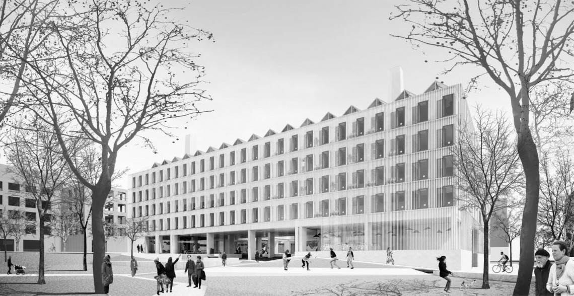 Drugie miejsce należało do pracowni JEMS Architekci, która przygotowała projekt mieszkań o nieformalnym charakterze fot. mat. UW Projekt Praga z pierwszym miejscem w konkursie na akademik dla UW. Za nimi JEMS Architekci i Analog Piotr Śmierzewski