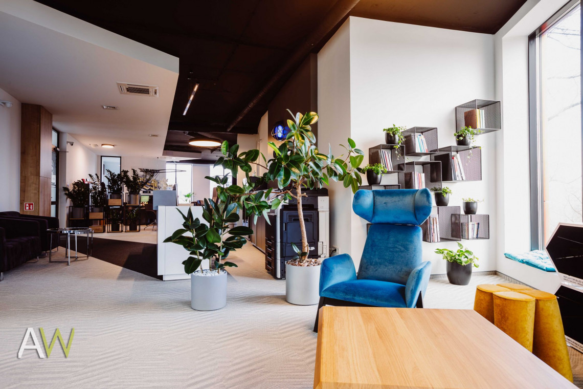 fot. mat. AW Interior Design Oto biuro firmy OE Industry w Krakowie. Komfortowe, funkcjonalne i pełne dobrego designu