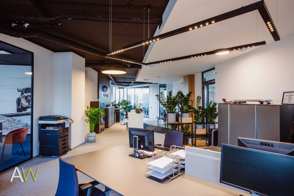 fot. mat. AW Interior Design Oto biuro firmy OE Industry w Krakowie. Komfortowe, funkcjonalne i pełne dobrego designu