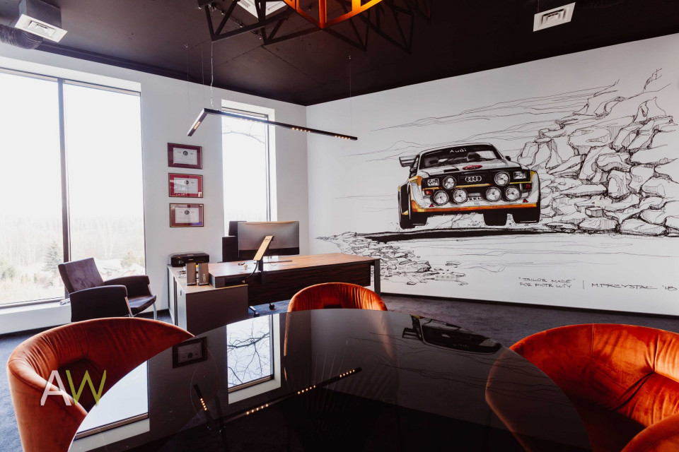 fot. mat. AW Interior Design Oto biuro firmy OE Industry w Krakowie. Komfortowe, funkcjonalne i pełne dobrego designu