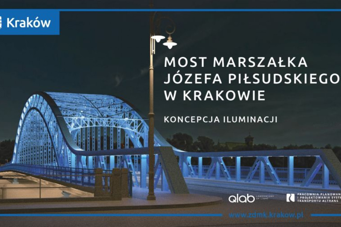 Fot. Zarząd Dróg Miasta Krakowa Tak będzie wyglądała iluminacja mostu Piłsudskiego w Krakowie