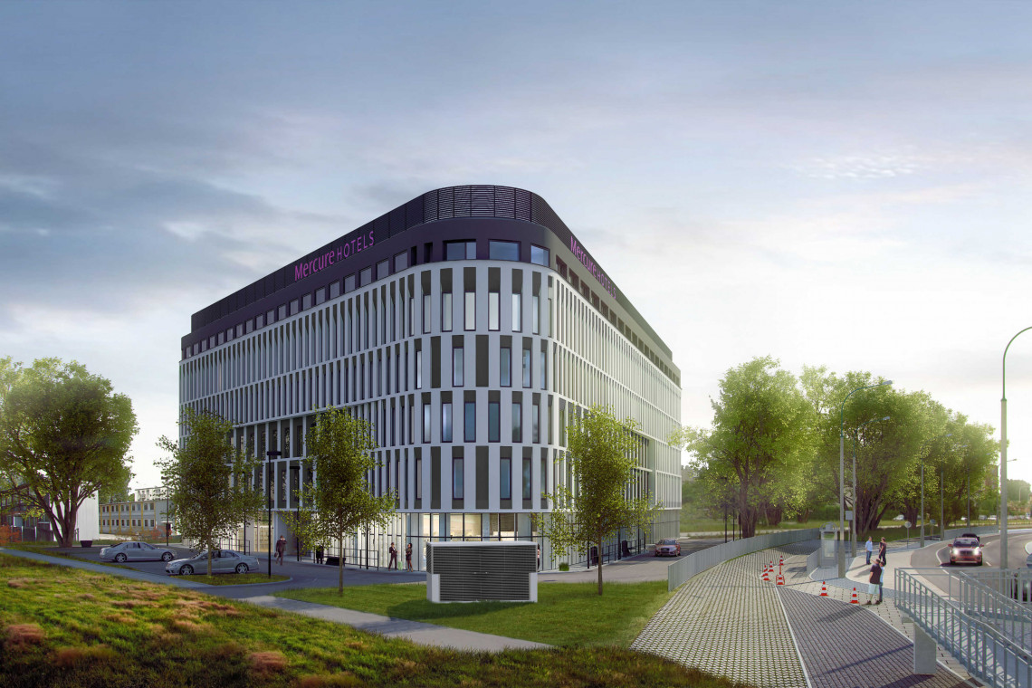 fot. mat. pras. Hotel Mercure na warszawskim Ursusie w miejscu pierwszej trasy pociągu elektrycznego. To dzieło SAO Investments i db Group
