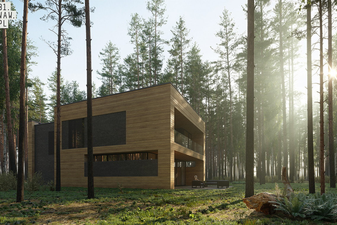 fot. mat. 81.waw.pl Minimalistyczny projekt ukryty w lesie. Architekci z pracowni 81.waw.pl znów zaskakują