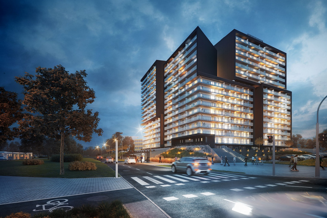 fot. mat. pras. Bryła Atal Warta Towers zmienia krajobraz Poznania. To projekt AP Szczepaniak