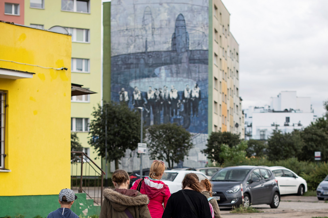 Realizacja projektu Nowy Port - nowe spojrzenie, fot. Agnieszka Piasecka, mat. Muzeum Gdańska W Nowym Porcie powstaje "historyczny" mural