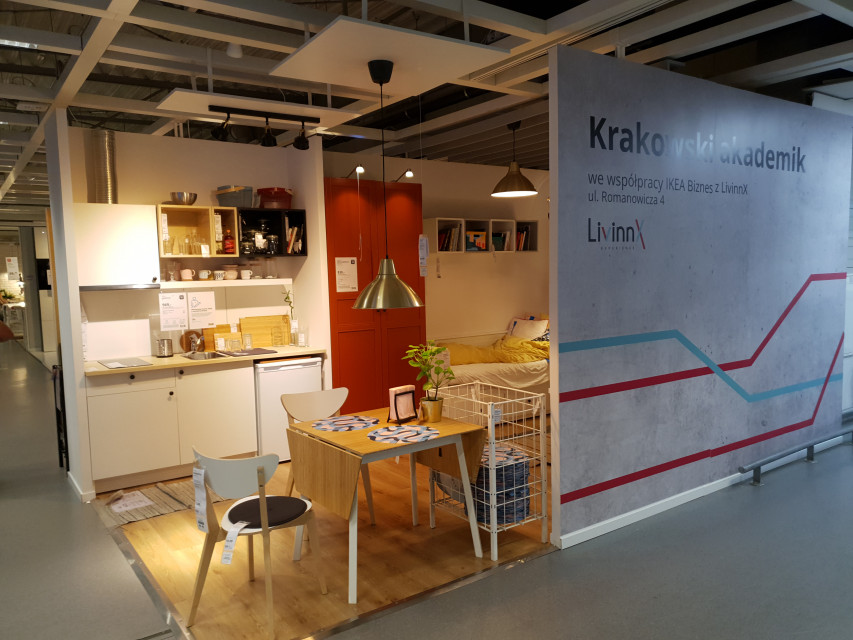 Showroom LivinnX w IKEA, fot. mat. pras. IKEA i LivinnX Kraków łączą siły. Oto showroom krakowskiego akademika