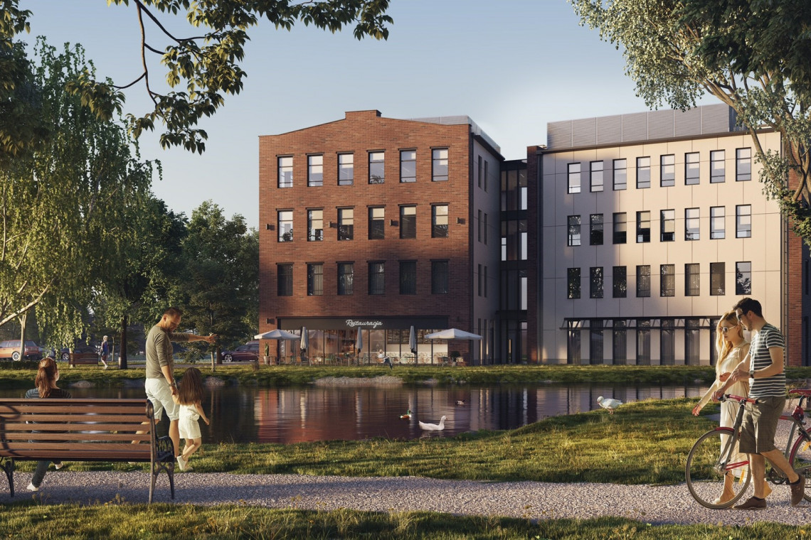 Nad oczkiem wodnym i z industrialną historią. Konstancin-Jeziorna z nową bryłą biurową