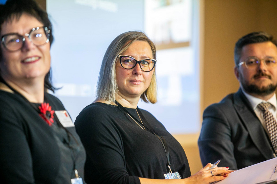 Anna Malarczyk-Arcidiaconi, dyrektor projektu Fuzja, Echo Investment, fot. PTWP PF Łódź: Prelegenci podczas sesji " Ziemia odzyskana – jak wyremontować miasto? Przepis na rewitalizację i miastotwórczy mixed-use"