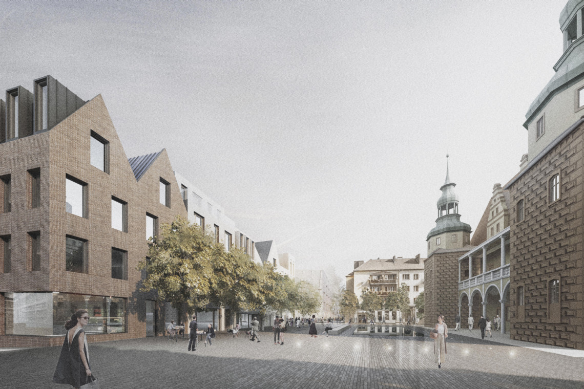 Koncepcja zagospodarowania rynku miejskiego w Brzegu. Fot. Materiały Macków Pracownia Projektowa/wiz. Escalight Tak będzie wyglądał rynek miejski w Brzegu: zobacz zwycięski projekt
