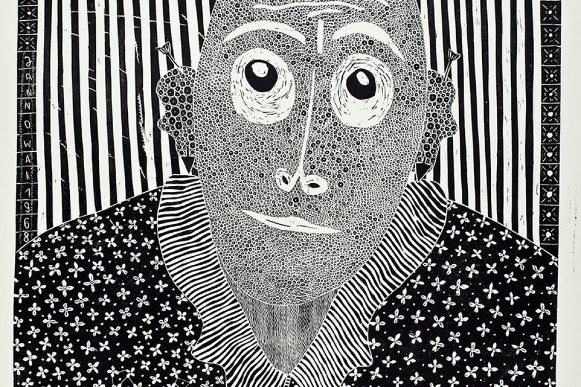 Wystawa „Sztuka zwana naiwną i co dalej… Recepcja myśli Aleksandra Jackowskiego w kolekcji Muzeum Śląskiego”. Jan Nowak, Mężczyzna, 1968. Linoryt ze zbiorów Muzeum Śląskiego w Katowicach. Fot. Materiały prasowe Nowa wystawa czasowa w Muzeum Śląskim