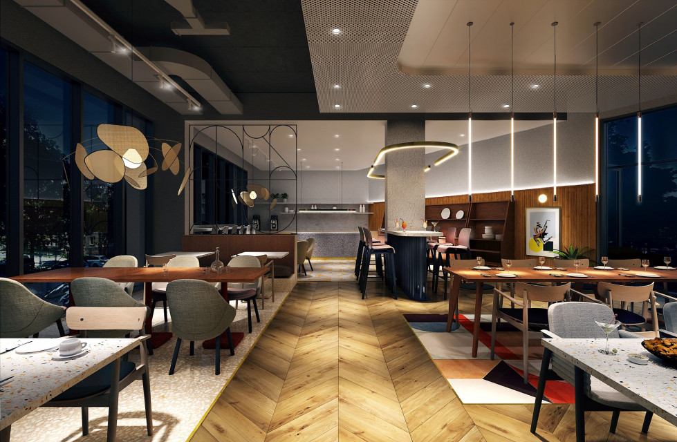 Qubus Hotel Katowice: Ciepłe, przytulne wnętrza z dużą ilością drewna i niebanalnych detali, zaprojektowane przez MIXD, to wariacja na temat stylu złotej ery Katowic - doprawiona współczesnym duchem miasta i utrzymana standardzie czterogwiazdkowego hotelu, fot. MIXD Tak będzie wyglądało wnętrze Qubus Hotel Katowice. MIXD zaproponowali wariację na temat stylu złotej ery Katowic!