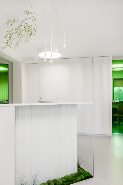 Pracownia LOFFT architektura Małgorzata Hendrych-Lubińska zrealizowała kolejny ciekawy projekt biurowy na początku 2020 roku. Tym razem odmieniła jedną z siedzib Lasów Państwowych w Dretyniu, fot. mat. LOFFT architektura Małgorzata Hendrych-Lubińska Brzozy, mech i dużo bieli. Odmieniona siedziba Lasów Państwowych w Dretyniu