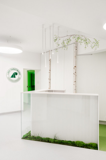 Pracownia LOFFT architektura Małgorzata Hendrych-Lubińska zrealizowała kolejny ciekawy projekt biurowy na początku 2020 roku. Tym razem odmieniła jedną z siedzib Lasów Państwowych w Dretyniu, fot. mat. LOFFT architektura Małgorzata Hendrych-Lubińska Brzozy, mech i dużo bieli. Odmieniona siedziba Lasów Państwowych w Dretyniu