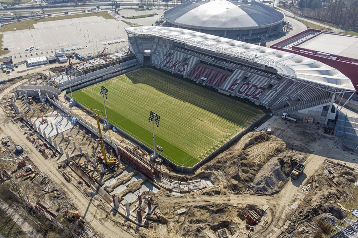 Mimo pandemii w Polsce prace na budowie łódzkiego stadionu przy al. Unii idą zgodnie z planem, fot. UM Łódź Mimo pandemii trwa budowa stadionu ŁKS w Łodzi