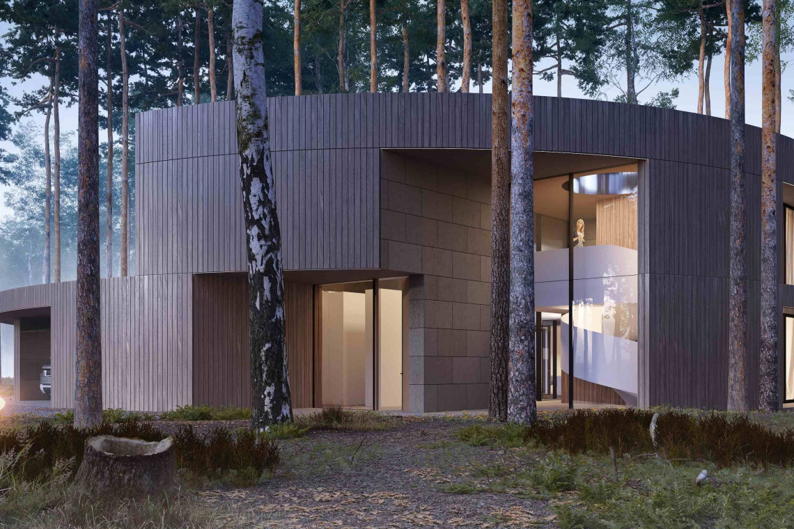 Circle Wood. Proj. Przemek Olczyk Mobius Architekci. Fot. Mat. prasowe Niczym pień drzewa. Zobacz wyjątkowy budynek w sąsiedztwie Puszczy Kampinoskiej