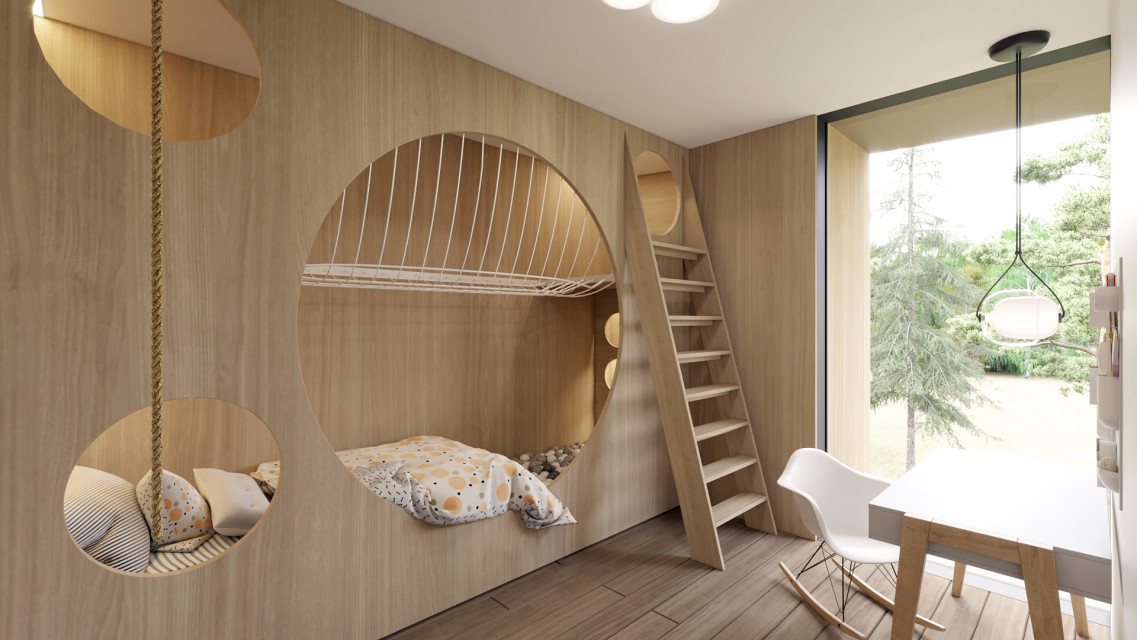 Circle Wood. Proj. Przemek Olczyk Mobius Architekci. Fot. Mat. prasowe Niczym pień drzewa. Zobacz wyjątkowy budynek w sąsiedztwie Puszczy Kampinoskiej