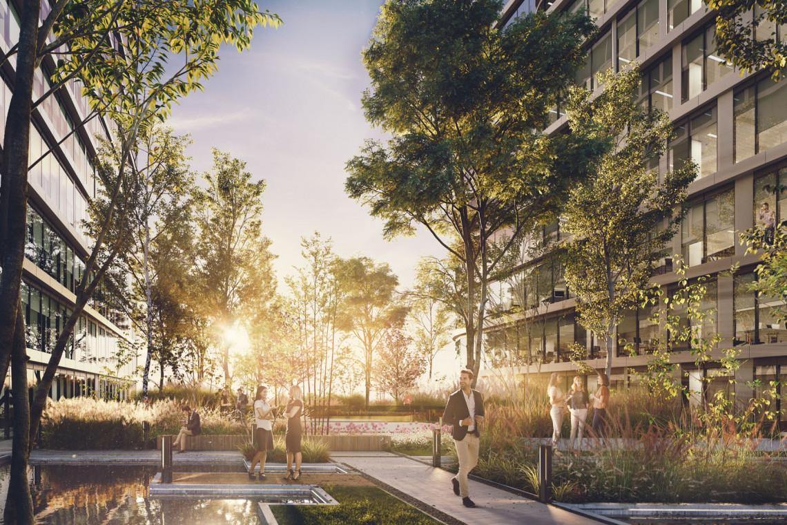 W Katowicach, w centrum miasta trwa budowa Global Office Park, fot. Cavatina Holding To pierwszy w Katowicach projekt mixed-use takiej skali. Trwa budowa Global Office Park