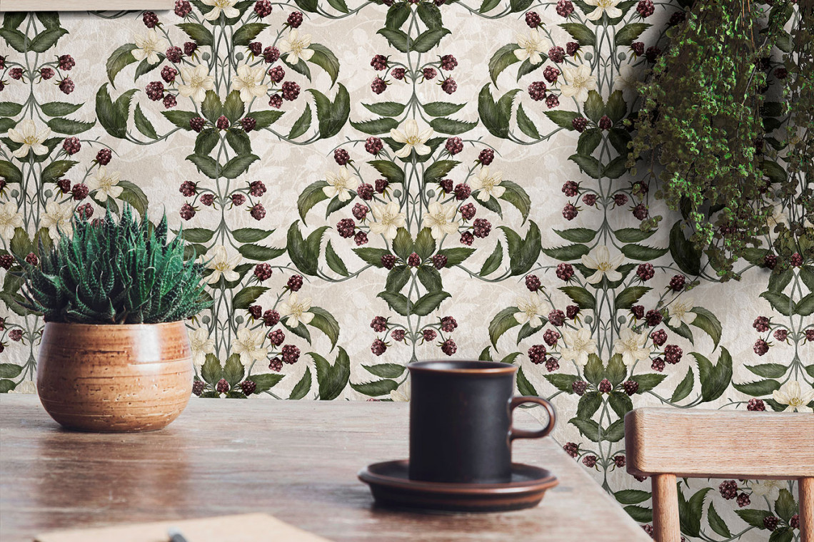 Tapeta z kolekcji Old London marki Tecnografica, motyw Rubus. Fot. Mat. prasowe Carpet Studio Floralne motywy w nowej kolekcji tapet